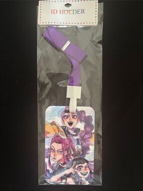 Purple Lanyard ID Holder with Anime K-POP Characters